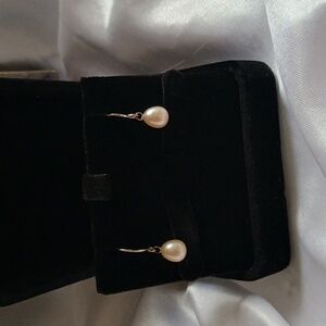 LOW START Genuine Pearl Dangle Earrings 925 Silver NEW in box